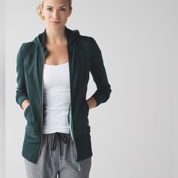 Lululemon Define Daily Practice Jacket Dark Fuel Green Gold Zip Sz 10 Athletic - Picture 2 of 16